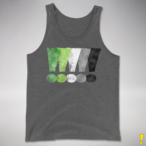 Distressed Aromantic Pride Exclamation Points Premium Tank Top - Deep Heather